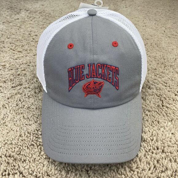 Columbus Blue Jackets Hat Adidas NHL Gray Slouch Trucker Cap Mesh Adjustable NWT - Picture 1 of 7